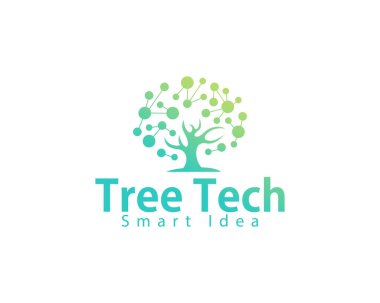 Ağaç teknolojisi logosu yaratıcı akıllı beyin dijital molekül bilim tasarım şirketini bağlıyor