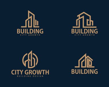 bina logosu yaratıcı tasarım konsept çizgisi sanat set şehir apartmanı