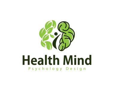 Sağlık zihni logosu yaratıcı beyin doğası bitkisel psikoloji kliniği
