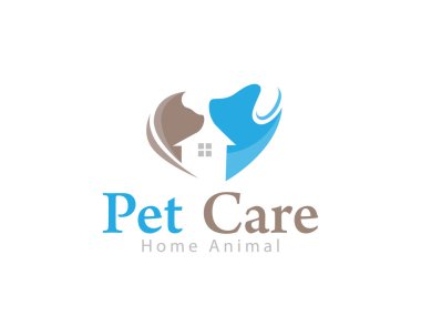 evcil hayvan bakım logosu yaratıcı tasarım konsepti köpek ve kedi ev tasarımı