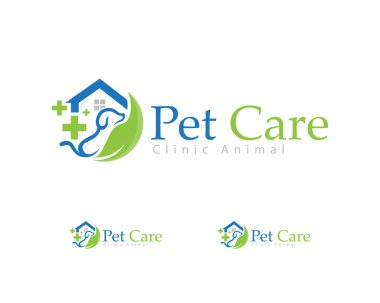 Evcil hayvan bakım logosu yaratıcı tasarım konsepti köpek ve kedi ev tasarımı doğa