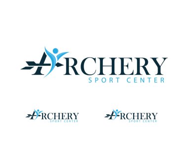 Okçuluk logosu yaratıcı tasarım konsepti insanlar soyut spor harfi A 'yı