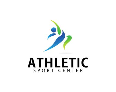 Atletik logo yaratıcı tasarım konsepti insanlar yoga sporu soyut fitness çalıştırıyor
