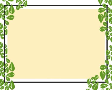 Yaprak ve bitki içeren çerçeve ikon vektör illüstrasyon tasarımı