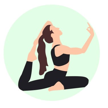 Yoga yapan genç bir kadın. Sağlıklı yaşam tarzı ve spor konsepti. vektör illüstrasyonu