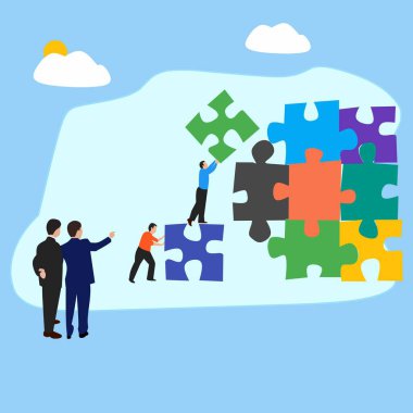 İş adamları yapboz parçaları. İş ekibi. vektör illüstrasyonu