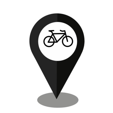 Beyaz arkaplanda bisiklet iğnesi simgesi. vektör illüstrasyonu.