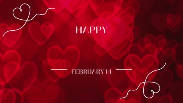 Ευτυχισμένη Κάρτα Ημέρα Του Αγίου Βαλεντίνου Καρδιά Σχήμα Καρδιάς — Αρχείο Βίντεο