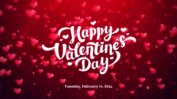 Рожева Анімація Щасливий День Святого Валентина — стокове відео