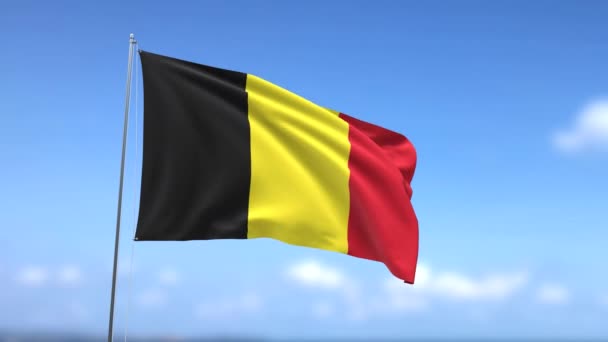 Lengő Zászló Belgium Kék Háttér — Stock videók