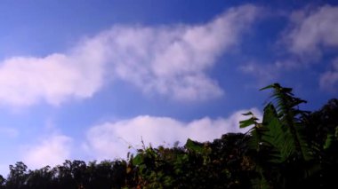 Güzel bulutlar dağın tepelerinde hızla uçuyor. Manzara manzarası. Patlamadan önce hızlı bulutlar. Taitung İlçesi, Taiwan.K. Düşük açı, geniş açı mercek..