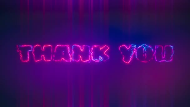 Thank You Title Dynamic Multicolor Animated Neon Letters Ligning Lightings — стоковое видео