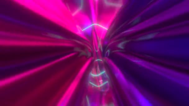 Fast Flight Neon Lit Tunnel Curvo Multicolore Lucido Elegante Astratto Video Stock Royalty Free