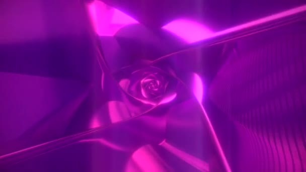 모양의 나선형 터널을 사려깊고 빛나는 보라색과 분홍색 조명으로 애니메이션 — 비디오