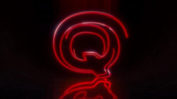 Çok Renkli Harfiyle Parlayan Neon Harfi Siyah Arkaplanda Animasyon Oluşturdu — Stok video