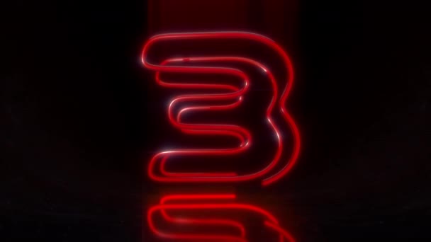 Облицовка Neon Digit Многоцветной Анимации Черном Фоне Futuristic Bold Shiny — стоковое видео
