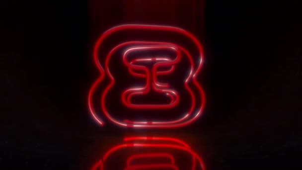 Glowing Neon Digit Многоцветной Анимации Черном Фоне Futuristic Bold Shiny — стоковое видео