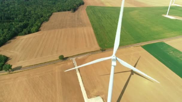 Big Wind Turbine Casting Shadow Moving Right Tet Marne France — стоковое видео