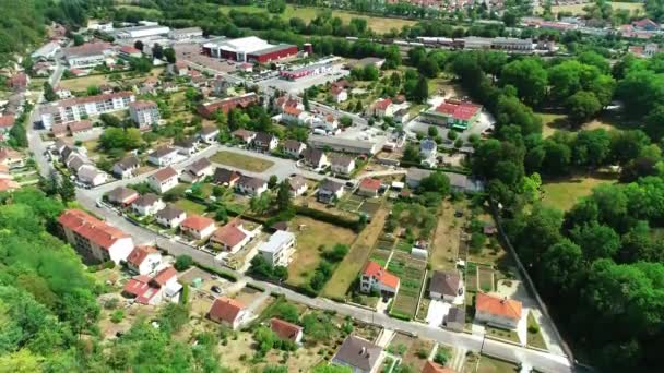 Pequeno Vilarejo Francês Joinville Incline Haute Marne France Drone Footage — Vídeo de Stock