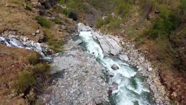 Naar Wild River Met Meerdere Watervallen Myrdal Noorwegen Luchtfoto — Stockvideo