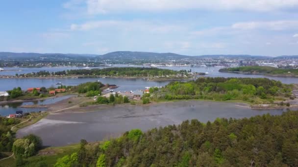 Oslo Island Gressholmen Panoramica Con Più Isole Oltre Oslo Norvegia — Video Stock