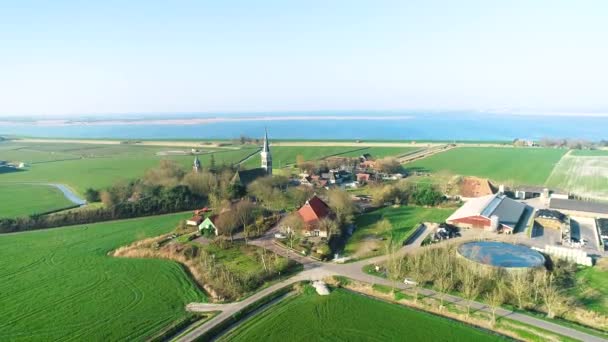 Little Dutch Village Cornwerd Accanto Alla Diga Recinzione Afsluitdijk Frisia — Video Stock