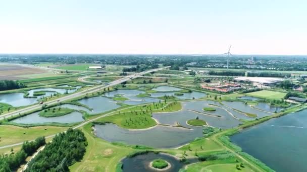 Heerhugowaard Luna Park Recreational Area Camera Flying North Holland Netherlands — Stock Video