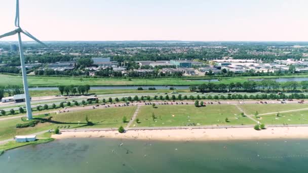 Heerhugowaard Luna Lake Beach Holanda Del Norte Países Bajos Drone — Vídeos de Stock