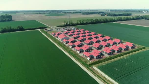 Agência Emprego Remoto Acampamento Visão Geral Flevoland Países Baixos Drone — Vídeo de Stock