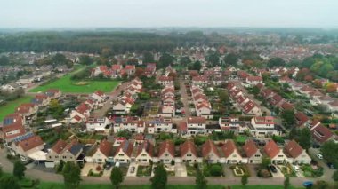 Hollanda 'nın Dronten şehrinde Flevoland' dan, Hollanda 4K Drone Görüntüsü