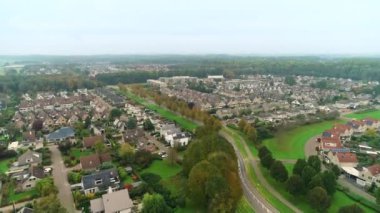 Hollanda 'nın Dronten şehrinde Flevoland' dan, Hollanda 4K Drone Görüntüsü