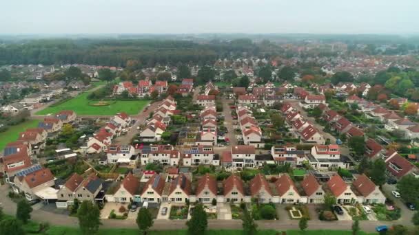 Γειτονιά Στην Ολλανδική Πόλη Dronten Flevoland Netherlands Drone Πλάνα — Αρχείο Βίντεο