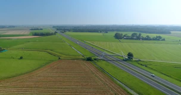 Подвесной Мост Слахтети Часть Слахтемарафона Фрисланд Нидерланды Drone Footage — стоковое видео
