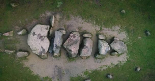 Hunebedden Dolmen D45 Еммані Від Близького Огляду Drenthe Нідерланди Drone — стокове відео