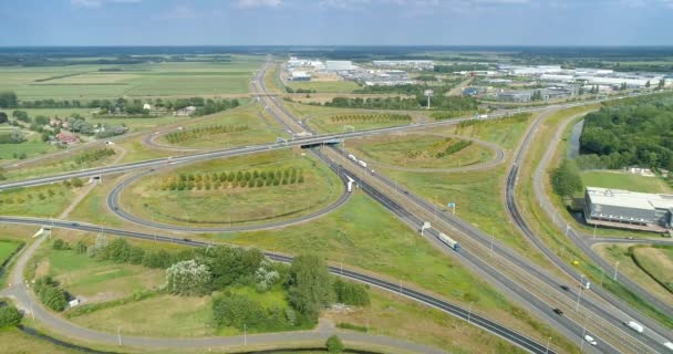Heerenveen Highway Cloverleaf Intersection A32 Stationary Shot Frise Pays Bas — Video