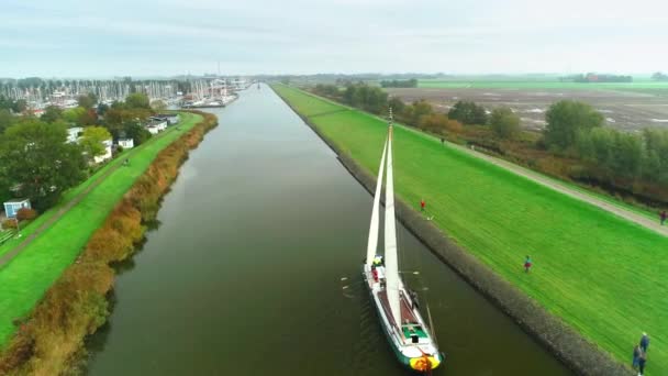 Workum Netherlands October 2019 Dutch Sailing Race Called Strontrace Close — Stock Video