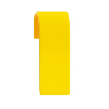 Yellow ribbon banner 3d render illustration - simple text tag or label for sale and promotion message. Glossy title frame for advertising concept. Plastic or fabric headline box or note badge.