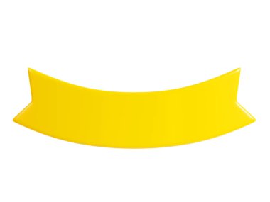Ribbon text banner 3d render illustration - simple title frame in form of double yellow tape for sale or promotion message. Award or congratulation tag. Headline plastic badge or label.