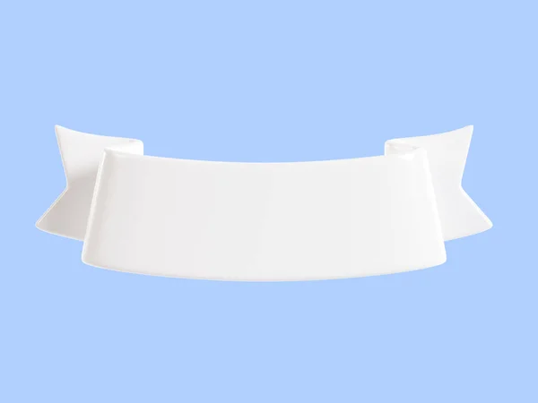 White Ribbon Banner Render Illustration Glossy Text Box Title Sign — kuvapankkivalokuva
