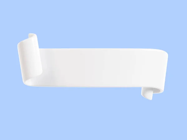 Ribbon Text Banner Render White Glossy Rolled Double Tape Sale — kuvapankkivalokuva