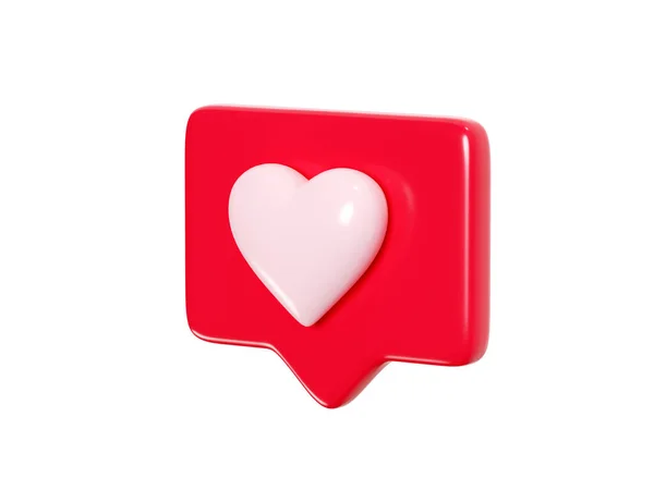 Speech Bubble Heart Render Icon Red Love Message Social Media — Fotografia de Stock