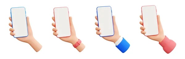 Рука Тримає Мобільний Телефон Ілюстрації Набір Рука Людини Телефоном Порожнім — стокове фото