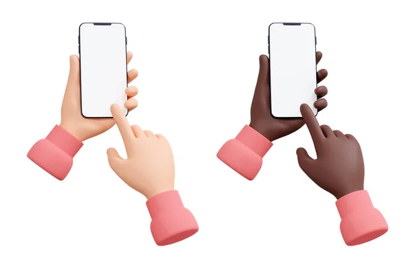Рука Тримає Мобільний Телефон Ілюстрації Набір Рука Людини Телефоном Порожнім — стокове фото