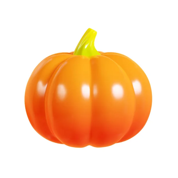 带有绿茎3D的柳橙南瓜图解 秋季季节成熟蔬菜为秋季设计 卡通人物的整个葫芦蔬菜感恩节或圣餐之间 农业丰硕成果 — 图库照片