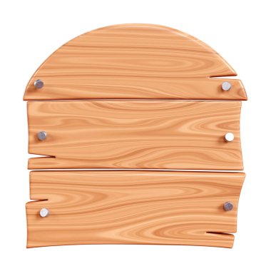 Çatlaklı tahta dikdörtgen plaka ve metin kutusu için metal çiviler. Kahverengi ahşap desenli panonun karikatür 3D çizimi. Kırık ahşap döşeme, isim levhası veya tahta çerçevesi.