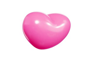 3D vektör dizaynlı pembe balon kalp parlak yüzey ve gerçekçi gölgeleme ile uçuyor. Sevgililer Günü grafikleri ve aşk temalı dekorasyonlar için romantik öğe.