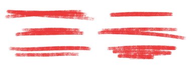 Kırmızı pastel boya darbeleri. Kaba desenli düz çizgiler. Metni vurgulamak ve vurgulamak için canlı grunge altçizgileri. Parlak kalem vuruş kenarlıkları, bölücüler, çeşitli kalınlıkta tasarım elemanları