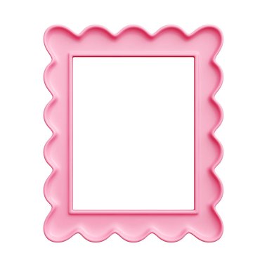Deniz tarağı çerçevesi 3D pembe, midye esanslı hatlar. Dalgalı dalgalar dekoratif dikdörtgen çevre oluşturur. Şık kadın aksanı tebrik, duyurular, duvar kağıtları için kaprisli bir katkı sağlıyor..