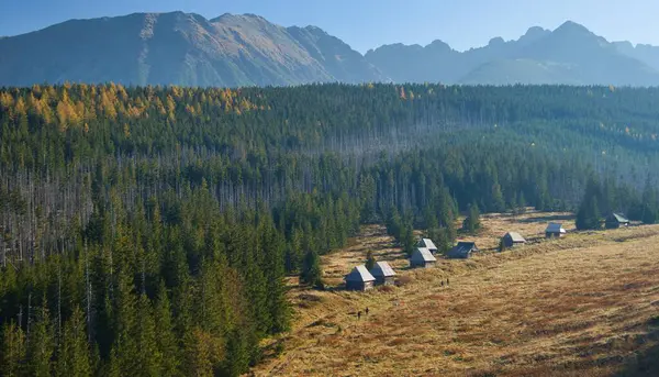 Tatras 'ta çobanların kulübeleri.
