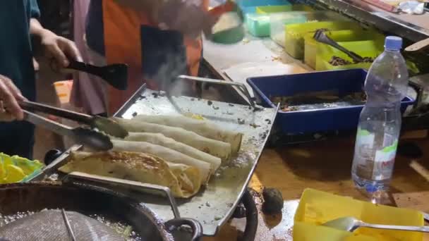 Chef Indonésio Comida Rua Está Preparando Kebabs Turcos Cenas Parciais — Vídeo de Stock